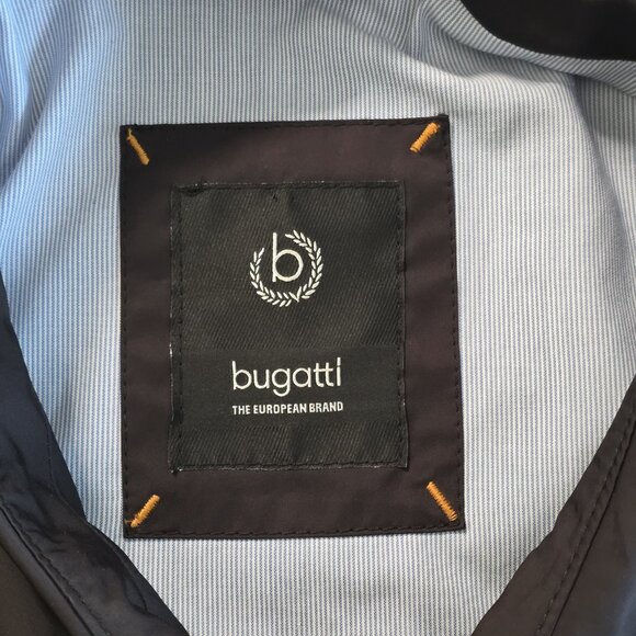 Bugatti Coat Men 52R Black Water Repellent Mackintosh Buttons Pockets Minimalist - Picture 3 of 16